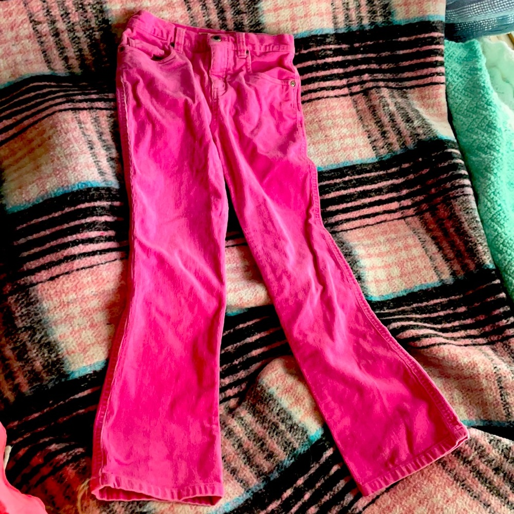 Hot pink velvet pants